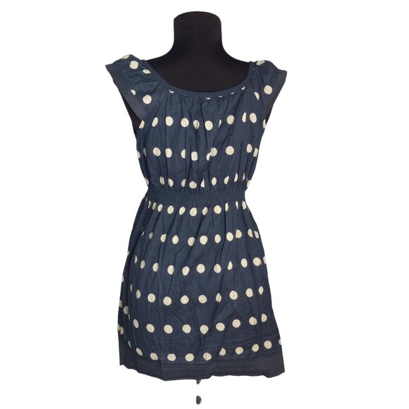 Edme & Esyllte 6 Dress Anthropologie Navy Blue Polka Dot Sleeveless Mini Sheer - Picture 3 of 9